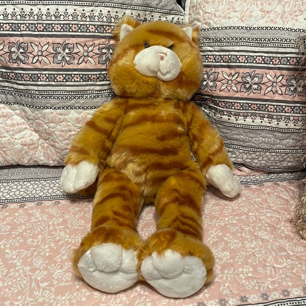 Vintage Build A Bear Floppy Kitty Striped Tabby Cat Stuffed Animal Plush Toy